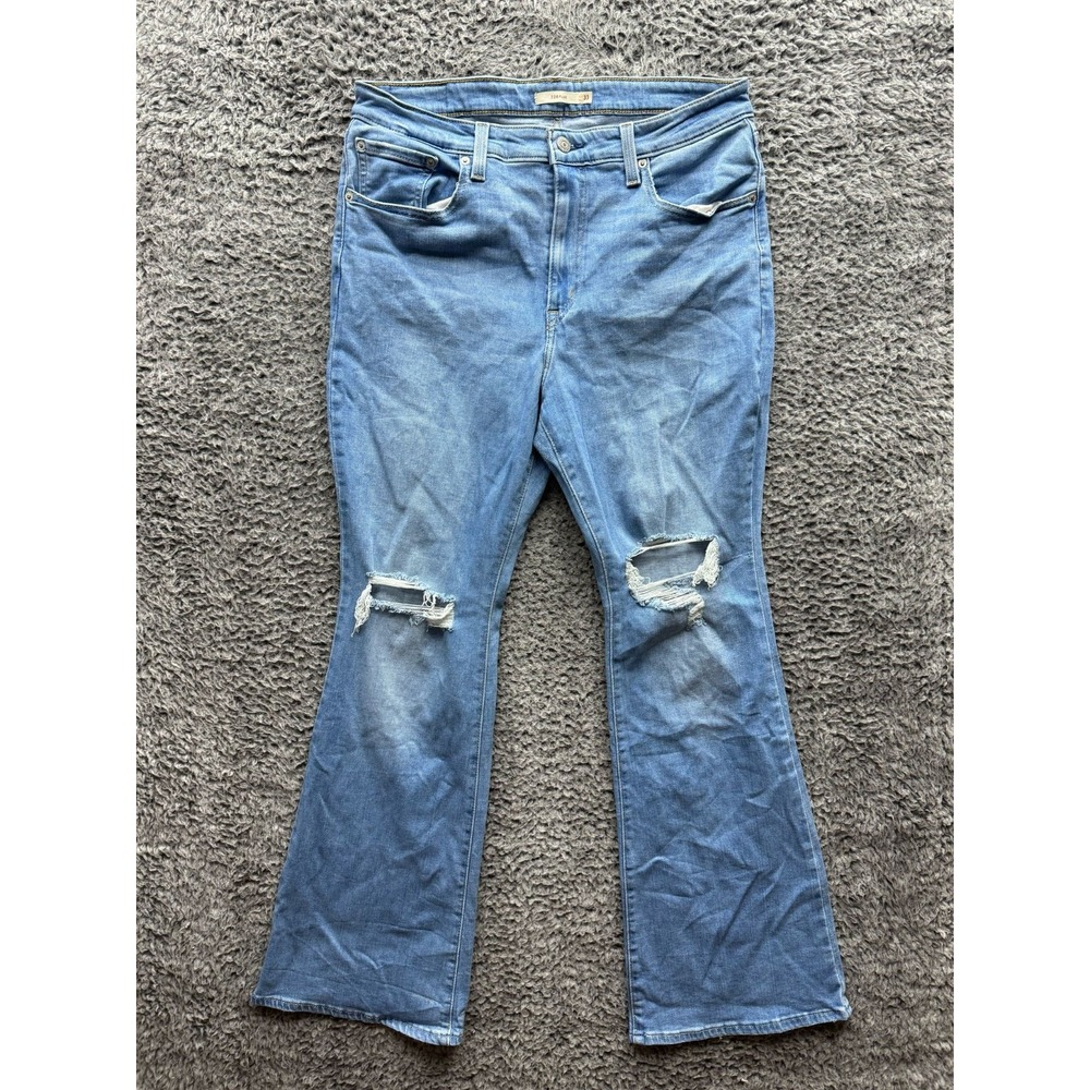 Levi's 726 High Rise‎ Flare Leg Distressed Jeans Light Wash Blue Womens Size 33